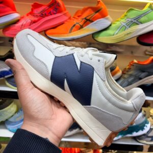 NB 327 cream color/blue logo shoes for men